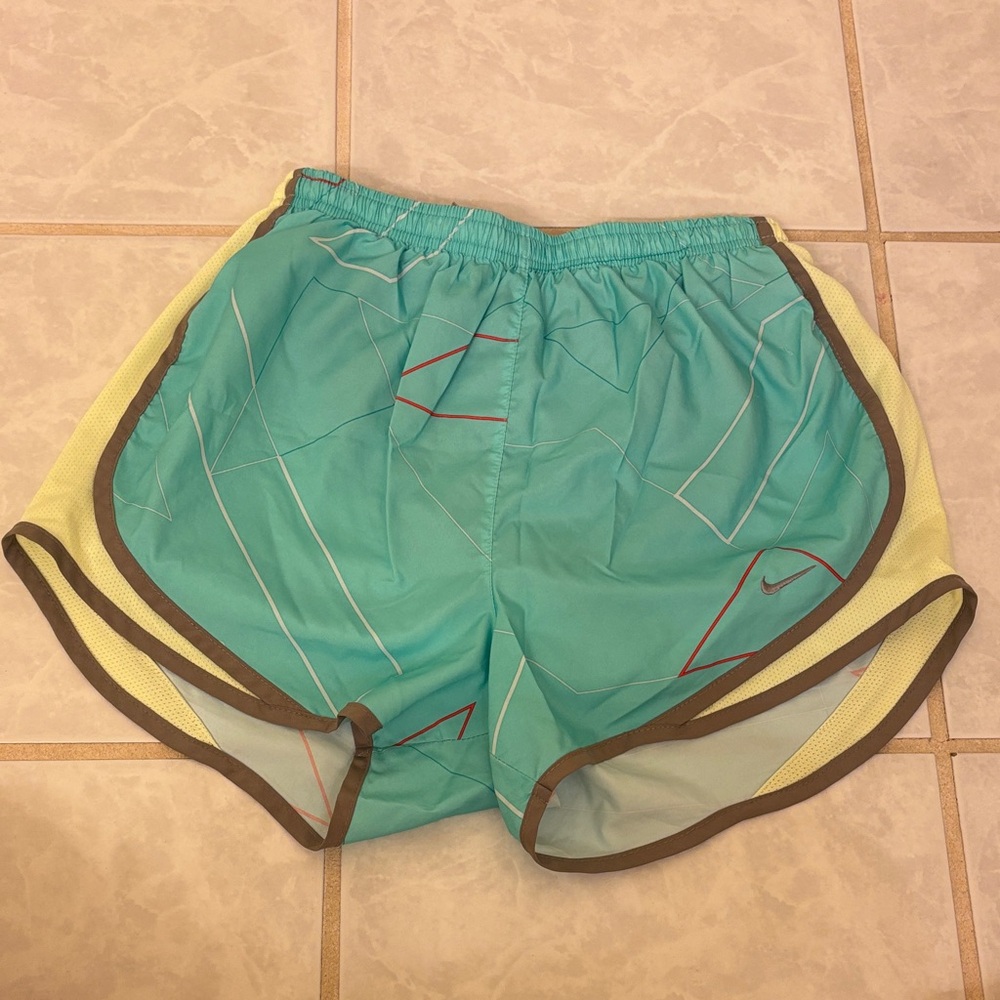 Nike Women's Teal and Yellow Athletic Shorts